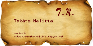 Takáts Melitta névjegykártya